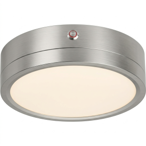 7" Panel Silver Finish  Disk Light with Emergency Battery120-277V