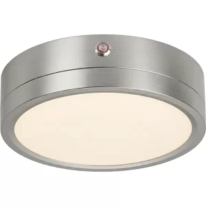 7" Panel Silver Finish  Disk Light with Emergency Battery120-277V