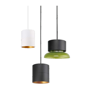 E2 cylinder pendant lights in white, black and reflector configurations