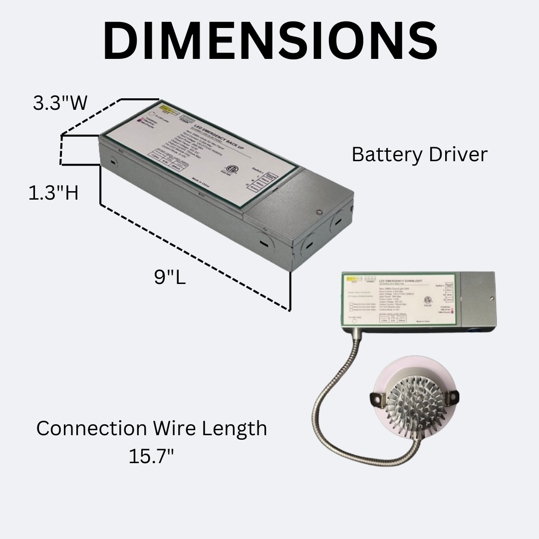 4 inch premium commercial downlight emergency battery dimensions