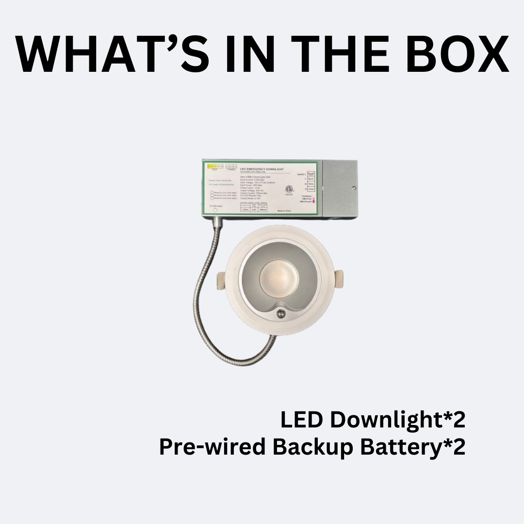 4 inch premium commercial downlight and emergency battery package contents