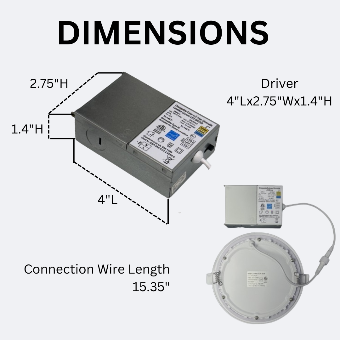 6 inch slim downlight and driver dimensions