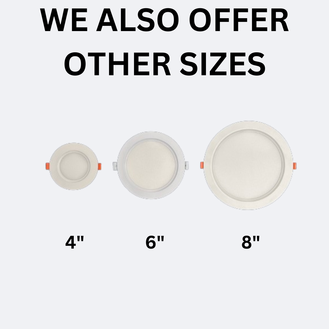 non-emergency slim downlight 4 inch 6 inch and 8 inch comparison