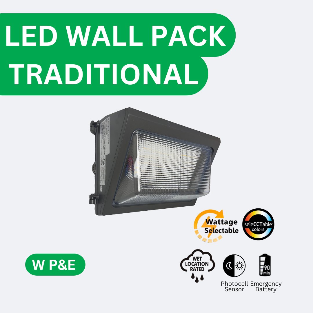 WPN-01 selectable non-cut-off wall pack with photocell and emergency battery